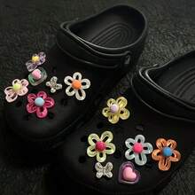 12入混色3D鏤空花朵裝飾，適用於裝飾鏤空洞洞鞋或樹脂手工藝 - 彩色 - 查看 4
