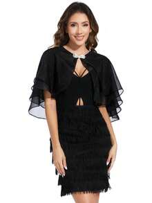Women's Sheer  Shawls And Wraps For Evening Dresses Soft Wedding Cape Lightweight Bridesmaid Scarves Cover Up - màu đen - Xem 4