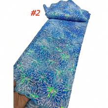 2026 高品质刺绣网纱蕾丝面料，奢华尼日利亚法式天鹅绒亮片蕾丝面料，适用于女士婚纱和缝纫 - A - 查看 4