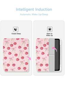 1个樱花粉色蝴蝶结简约设计Y型折叠平板保护套，多角度旋转支架，兼容2025/第十代/10.2英寸Pro 11 2021/2020/Mini6,7，兼容三星Galaxy Tab A8 10.5英寸2022，带笔槽，防摔，平板支架保护壳，浪漫实用的平板电脑用户礼物 - 彩色 - 查看 4