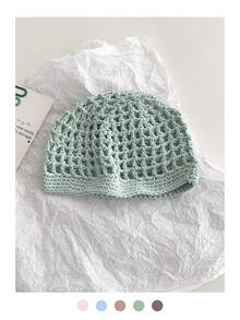 1 pieza Gorro de punto metálico calado, gorro envolvente de ganchillo hueco y ligero, favorecedor para el rostro, gorra de malla transpirable tejida, sombrero de verano de moda y versátil para mujeres, vacaciones, festivales - Multicolor - Ver 16