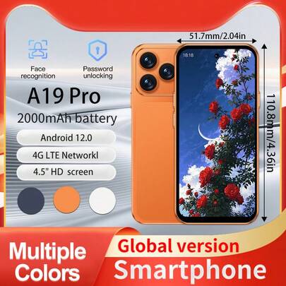  SOYES ONEMYTH A19 Pro 拥有 4.5 英寸高清屏幕、流畅的 4G 性能、前后高清摄像头，可拍摄更清晰的照片、内置精准 GPS 和 WiFi、运行 Android 12.0 系统、2GB RAM + 16GB 存储空间，支持最高 128GB 的可扩展存储。