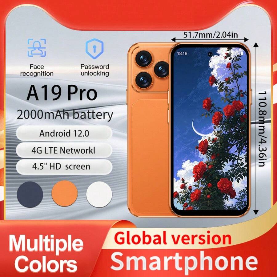 SOYES ONEMYTH A19 Pro Features A 4.5-Inch High-Definition Screen, Smooth 4G Performance, Front And Rear High-Definition Cameras For Clearer Photography, Built-In Precise GPS And WiFi, Runs On Android 12.0 System, 2GB RAM + 16GB Storage, Supports Up To 128GB Expandable Storage. - Orange - View 1