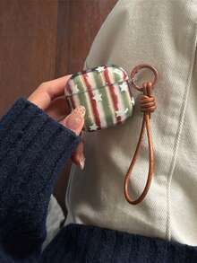 一套半透明绿红条纹星形耳机保护套，适用于苹果4/Pro 3，全新女士设计 - 彩色 - 查看 2