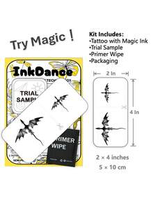 1套“Ink Soar”科技纹身贴纸，半永久纹身，临时纹身，持久耐用，防水，小飞龙图案，逼真纹身效果，植物基 X209 - 黑色 - 查看 3