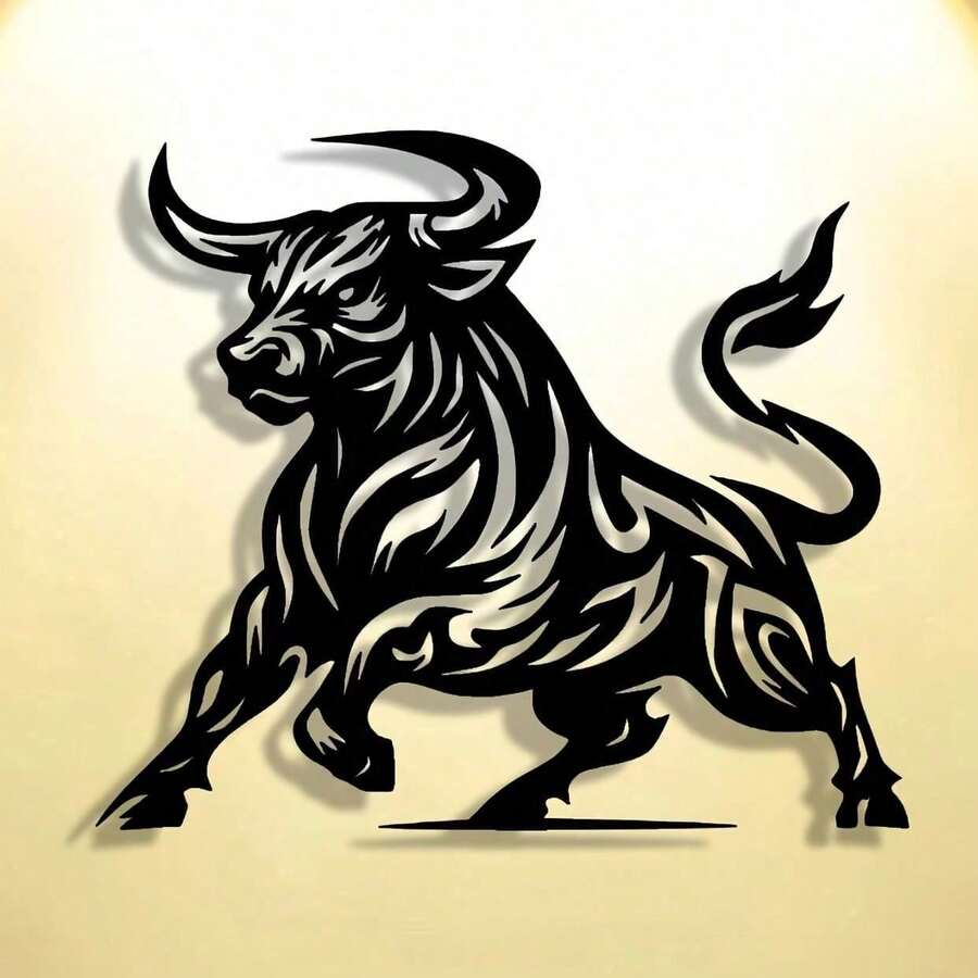 Room Decor 1pc Abstract Bull Art Metal Sign, Exquisite Craftsmanship, Halloween To Christmas Reusable Wall Art, Modern Decor For Office, Home, Living Room, Bedroom, Patio, Kitchen, Courtyard, Shop, Entrance, Cafe, Dance Hall, Bar, Country, Farmhouse, Housewarming, Holiday, Birthday Gift, Animal Enthusiasts Collection - Iron Material