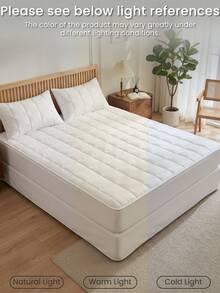 Protetor de colchão acolchoado (1 peça), macio ao toque, à prova de poeira e impermeável, adequado para colchões de 15 a 23 cm de espessura, sem fronha, ideal para camas de casal, queen e king size, perfeito para presentear, decorar o quarto ou qualquer outro ambiente. Lavável à máquina. - Branco - Ver 8