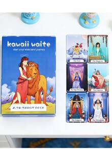 Kawaii Waite Tarot Cards, 78 Cards, Approx. 10X6.5cm, Tabletop Game Cards, Romantic Healing Vibes, Festive Atmosphere, Stress-Free Fun, Suitable For Weddings, Music Festivals, Halloween, Christmas, Valentine's Day, Ramadan, Easter, April Fools - 1pcs - View 3