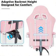 Gaming Chair With Headrest And Lumbar Support, Ergonomic High Back Office Chair, Racing Style Executive Computer Desk Chair, Leather Adjustable Swivel Task Chair For Home Office (White) - Pink White - View 8