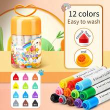 1支装印章水彩笔套装，36/24/12色，粗笔尖，可水洗，不染色，可叠色，适用于绘画、素描、着色 - 印章-水彩筆 - 查看 10