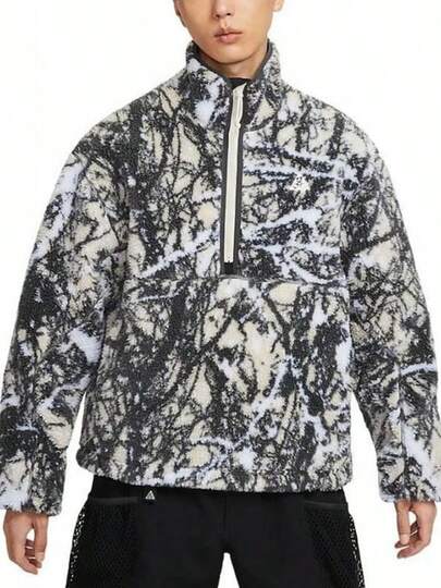  Nike ACG Series Stylish, Soft, Comfortable Stand-Collar Fleece Jacket For Men, Light Tan.