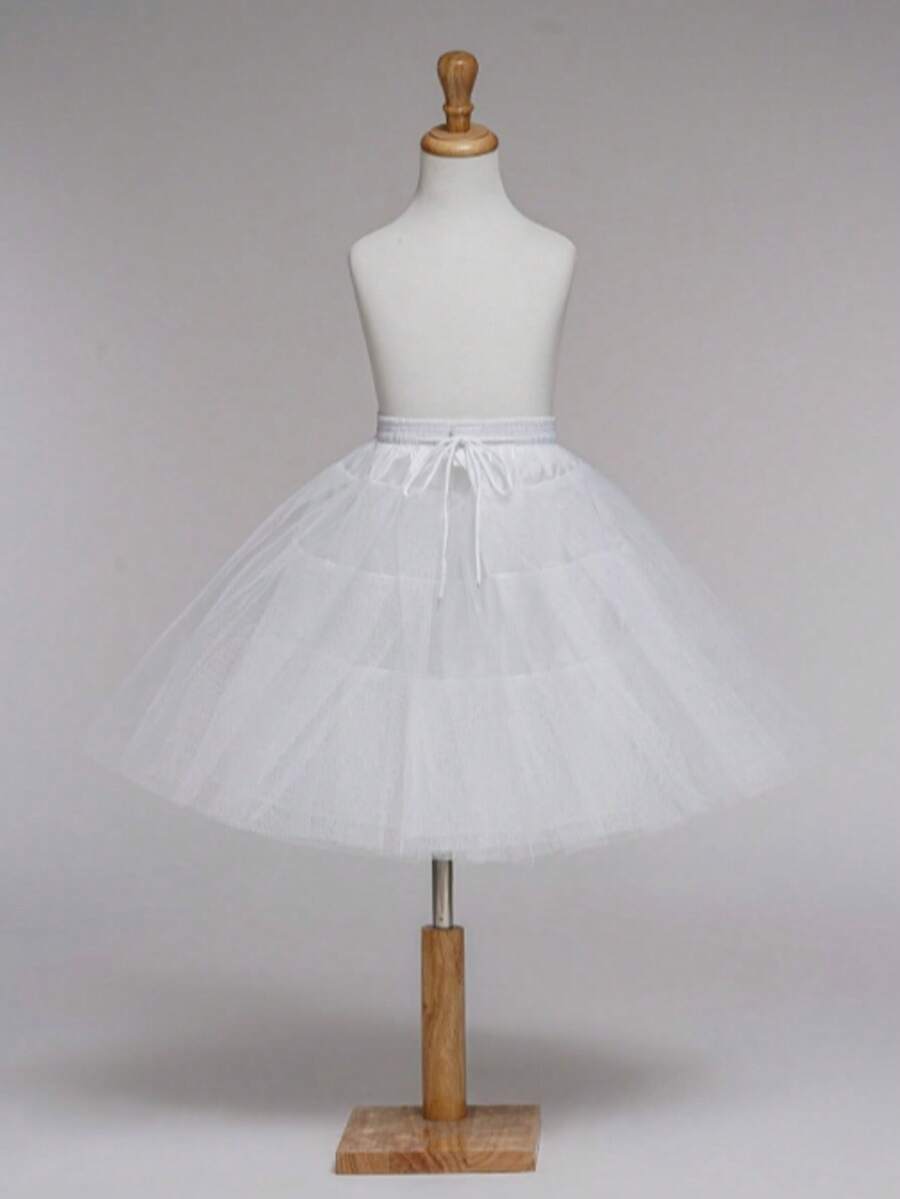 Boneless Edged Petticoat, Retro Underskirt, Steelless Built-In Lining - White - View 1
