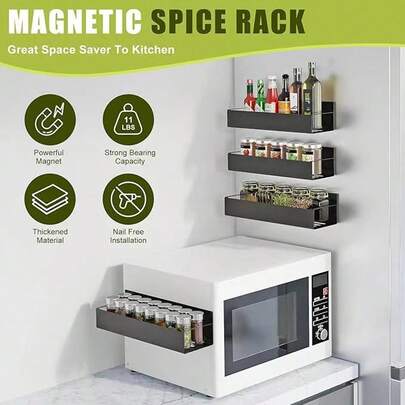 Storage Rack, Wall Mounted Magnetic Storage Rack, Modern Non Perforated Practical Rack For Household Use, Used In Kitchens, Bathrooms, Washing Machines, Home Storage Boxes And Storage, Home Accessories