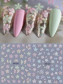 2 Stücke/Set bunte Frühlings-Blumen Nagelkunst Sticker, 5-Blüten Gänseblümchen Nail Decals in Weiß, Pink, Blau, Grün, Gelb, süße japanische Stil Nail Salon Accessoires für Frauen - Verschiedenfarbig - Übersicht 2