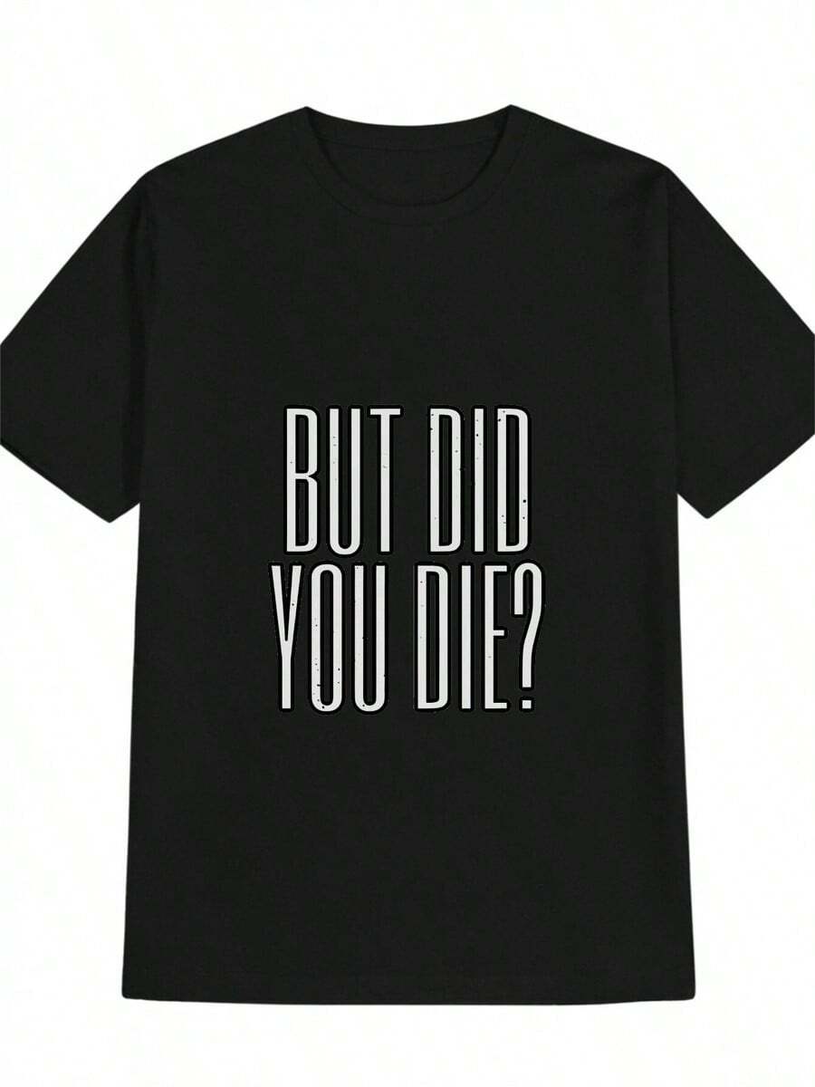 Women's Casual And Versatile Round Neck T-Shirt, Women's Top With Capital Letter Print, Women's Gift (1) - Black - View 1