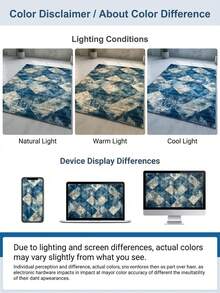 Covor cu aspect de cașmir artificial (aprox. 1000 g/m²) - Suprafață cu fir mediu, cu scame reduse, cu model geometric în formă de romb, în nuanțe de albastru cobalt, gri ardezie și alb-gălbui, pe bază în nuanțe de beton | Material ușor de curățat, rezistent la pete, pentru living / dormitor / birou de acasă sau spațiu industrial modern | Se potrivește stilurilor de decor minimaliste, urbane, de tip loft și contemporan | Alegerea ideală pentru o casă nouă, cadouri sau pentru a adăuga o dimensiune texturată casei tale - A - Vizualizare 8
