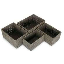 Red Hamper Unlined Woven Twisted Paper Storage Basket - Transparent Black Model - View 2