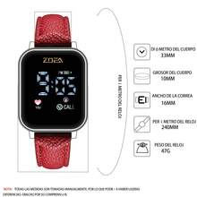 ZOEA Couple Digital Watches - 錶帶:紅色/錶殼:銀色 - 查看 3