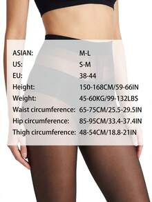 1条/3条/6条装女士纯黑色打底裤，T字裆超薄连裤袜高腰长袜，加固趾部 - 建议体重40-60公斤 - 彩色 - 查看 3