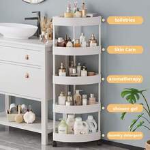 1pcCorner Shower Caddy, Bathroom Corner Shelf, Freestanding Shower Storage,Plastic Bathroom Shelving, Black Shower Organizer, Rustproof Bathroom Rack.Space Saving Bathroom Storage, Corner Shower Organizer, Small Bathroom Shelving Unit,No Drill Shower Caddy, Freestanding Corner Shelf, Damage-Free Bathroom Storage - 5層黑色四滑輪 - 查看 6