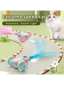 USB Powered Smart Interactive Asymmetrical Motion Pet Car Toy, Intelligent Mini Pet Car Toy - Multicolor - View 4