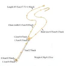 1pc Simple Fashion Eye Initial Pendants Golden Stainless Steel Bead Chain Necklace For Women - Yellow Gold - View 2