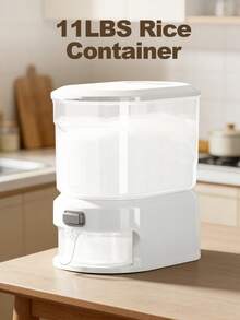 Clear Rice Dispenser, 22lbs Grain Container Storage With Lid, Measuring Cylinder, Rice Storage Container, Household Cereal Dispenser Bucket, Storing For Kitchen Cereal Dry Food, Kitchen Storage Helper, 11/22 Lbs Storage - Transparent - 查看 13