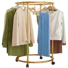 Perchero para Ropa Redondo Organizador de Ropa de Piso con Acero Tubular Grueso 75 x 130cm Colgador de Ropa Dorado - Dorado - Ver 8