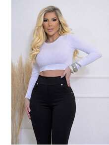 Women's Leggings, Thick Fabric, Shaping Effect, Butt-Lifting, Eyelets At The Back, Zero Transparency, Gym/Fitness - 黑色 - 查看 6