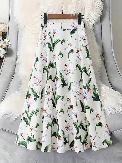 Chân váy chữ A in họa tiết thời trang dành cho nữ, chất liệu polyester, phong cách bohemian, thanh lịch, không co giãn, thích hợp cho mùa hè.