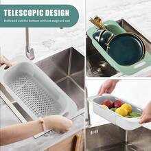 Expandable Drain Basket, Multifunctional Sink Drain Rack, Home Fruit & Vegetable Washing Basket, Dish Drainer - Multicolor - View 3