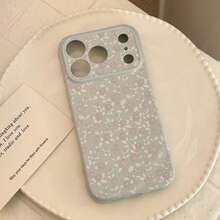 透明粉色花朵17 ProMax手机壳，柔软花卉图案保护套，兼容 16/14/15/13，创意、几何、简约、清新、小众、ins风 - 海霧藍 - 查看 7