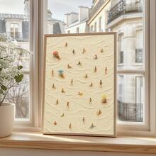 1 pieza Póster de lienzo con vista aérea de gente pequeña en la playa, enmarcado/sin enmarcar, arte de pared de nadadores de verano en la , decoración minimalista de casa de playa para apartamento, sala de estar, dormitorio, decoración moderna del hogar - Póster - Ver 4