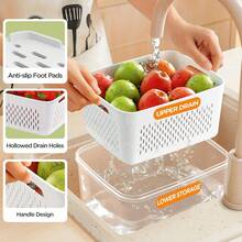 Fruit Storage Containers For Fridge With Removable Strainer, Airtight Food Storage Boxes With Lids, Dishwasher Friendly Refrigerator Organizers, Extend Berry & Fruit Freshness, Set Of 6 - Trắng - Xem 6