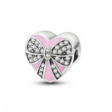 1 件装时尚锁和钥匙闪亮珠子吊坠，镀银，适合手链项链 DIY 节日礼物 - 彩色 - 查看 11