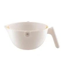 Double-Layer Plastic Vegetable Washing Basket - Versatile Fruit Drainer For Kitchen - Cream White Design - S - View 5