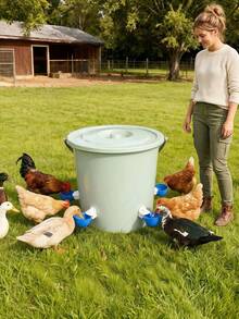 Automatic Poultry Drinker Set - Large Blue Chicken Drinking Cup, Suitable For Chickens, Ducks, Geese, Turkeys And Rabbits - 5 Pieces (Water Bucket Not Included) - Waterer - View 5