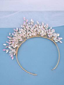 1件优雅水晶水钻发箍，浪漫新娘婚礼发饰，时尚女士派对活动头饰 - 彩色 - 查看 10