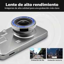 Dash Cam Dual para Coche con Cámara Frontal y Trasera 1296P Full HD Cámara para Auto Pantalla 4", Visión Gran Angular 170° - A - Ver 2