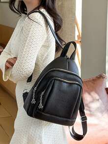 时尚多口袋软皮斜挎包，休闲商务胸包，多功能小背包 - 彩色 - 查看 10