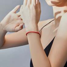 BAMOER 925 Pure Silver Red Lucky Bracelet, Original Base Model European Women's Adjustable Design (16-21cm) - Perfect For Girl's Birthday Gifts & Daily Wear Women's Jewelry - Multicolor - View 3