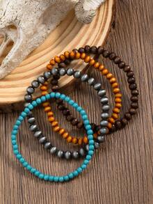 1 Bộ vòng tay đính hạt đá ngọc lam nhân tạo kiểu Bohemian - Kiểu 11 - Xem 2