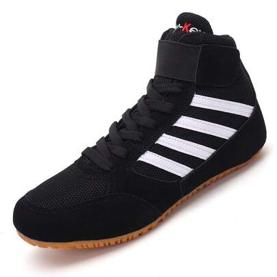 Men's High-Top Sports Non-Slip Boxing Shoes, Breathable Wrestling Shoes With Rubber Sole, Indoor Boxing Training Shoes