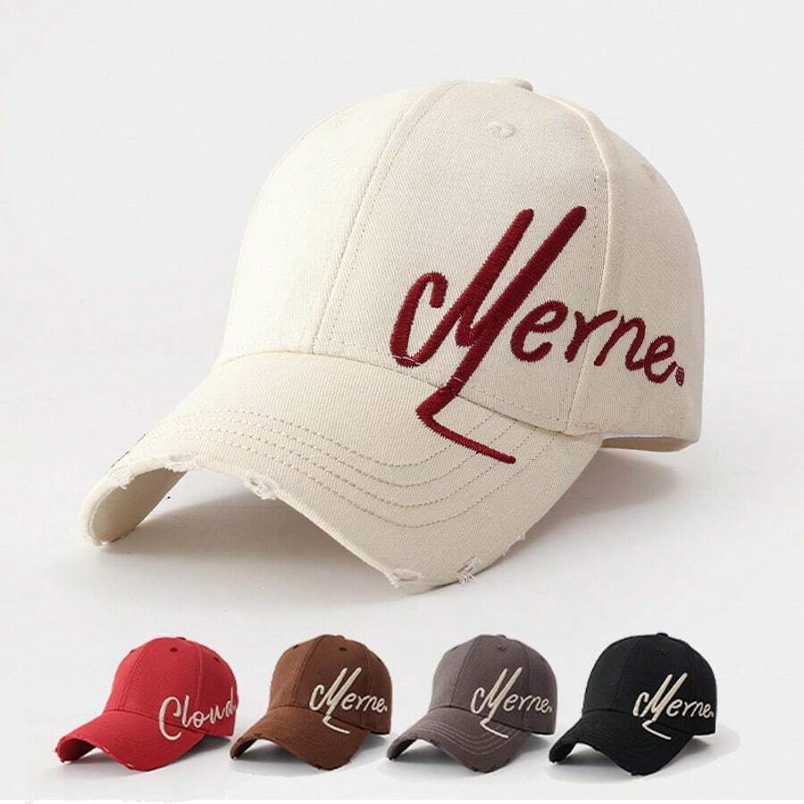 Letter Side Embroidery Baseball Cap, American Fashion High-End Sun Protection Wide Brim Hat - Multicolor - View 1