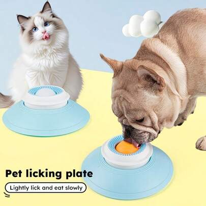 Pet Lick Yogurt Bowl, Dog Cat Slow Feeder, Blue & White Interactive Snack Bowl, Promoting Oral Hygiene & Intellectual Stimulation, Durable Plastic Material, Pet Licking Mat, Pet Snack Time, Interesting Design, Providing Leisure Moments For Pets.
