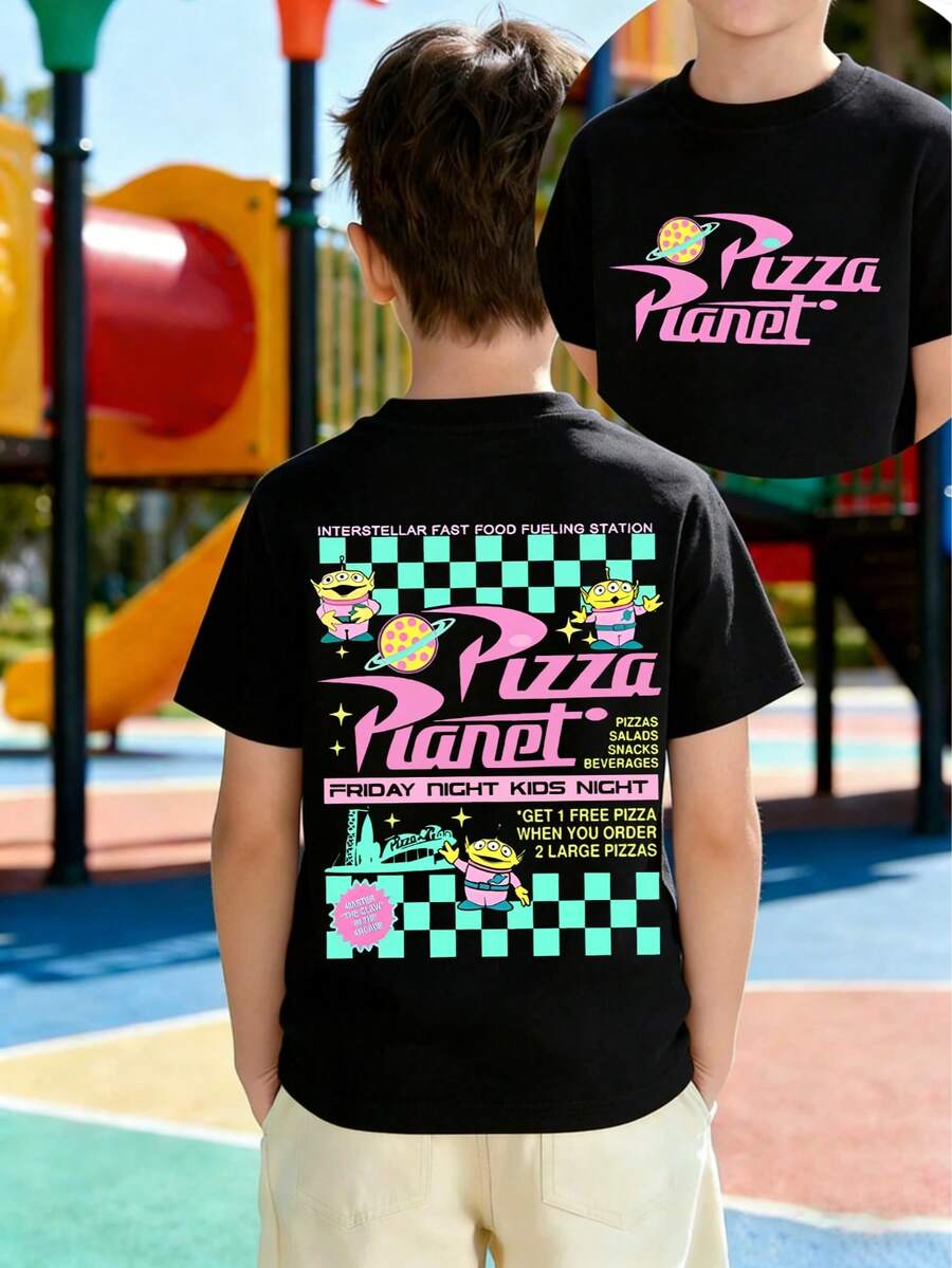 Disney Toy Story Youth Tee For Boys & Girls 2-14 | Retro Checkered Print | Soft Breathable Fabric | Playground & Everyday Use | Express Delivery - 黑色 - 查看 1