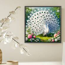 1幅DIY钻石画 - 动物主题，孔雀羽毛图案，全圆形亚克力钻石，马赛克工艺，适用于客厅、卧室、办公室 - 独特创意礼物 - 查看 3