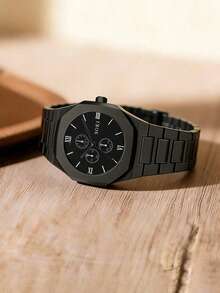 男女款石英表，黑色表带，运动休闲时尚，创新圆形表盘设计，适合日常佩戴、生日派对、节日和聚会。不含表盒。 - 黑色 - 查看 5