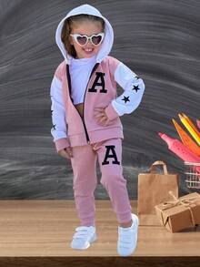 Girls' Fleece Set - New Release - Tracksuit And Pants - Fits Ages 4 To 10 - 粉色 - 查看 5