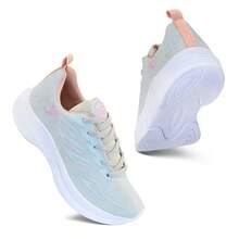 Women's Comfortable, Lightweight, Breathable Athletic Shoes For Gym And Walking - Abu-abu/Merah Muda - View 3